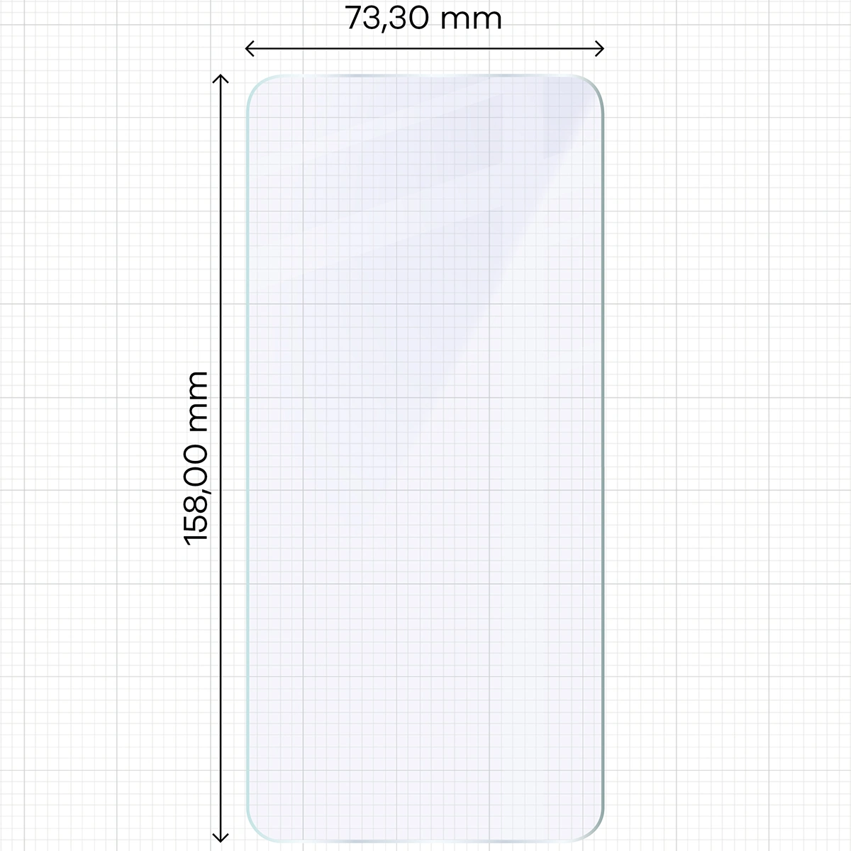 Miarka z wymiarami szkła hybrydowego Bizon Hybrid Mule do Samsung Galaxy S25 FE